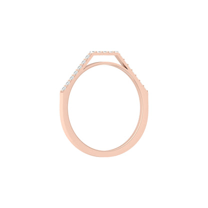 Side profile of curved diamond wedding band with slim pave setting