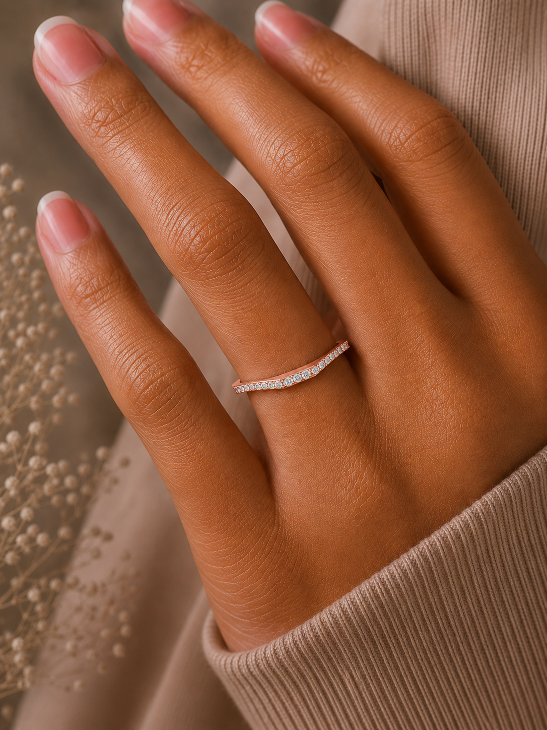 Round Cut Lab Grown Diamond Curved Wedding Band - HIGHCARAT DIAMONDS