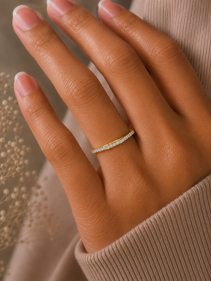 Round Cut Lab Grown Diamond Curved Wedding Band - HIGHCARAT DIAMONDS