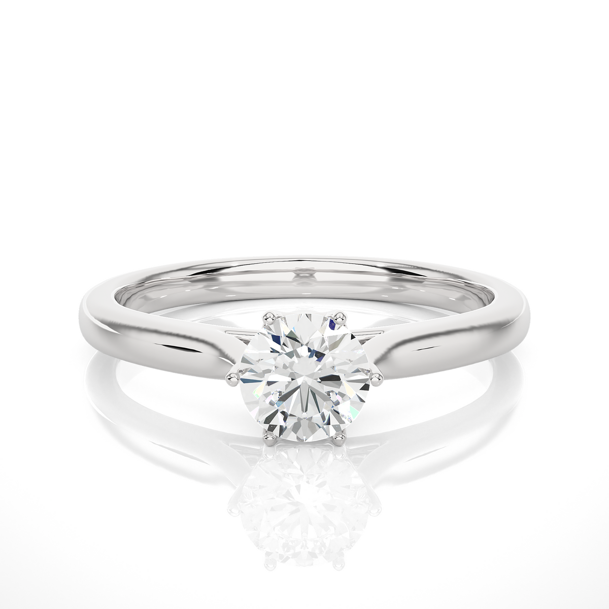 Engagement Ring featuring round cut lab grown diamond center stone