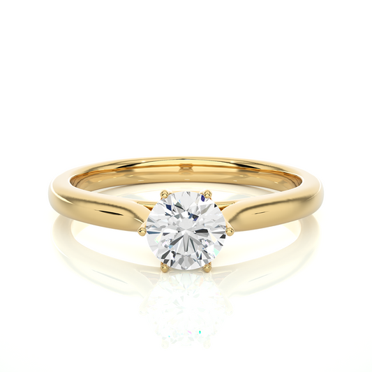 Round Cut Lab Grown Diamond Engagement Ring with polished band design