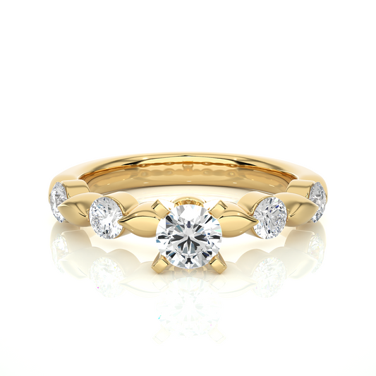 yellow gold round lab grown diamond ring