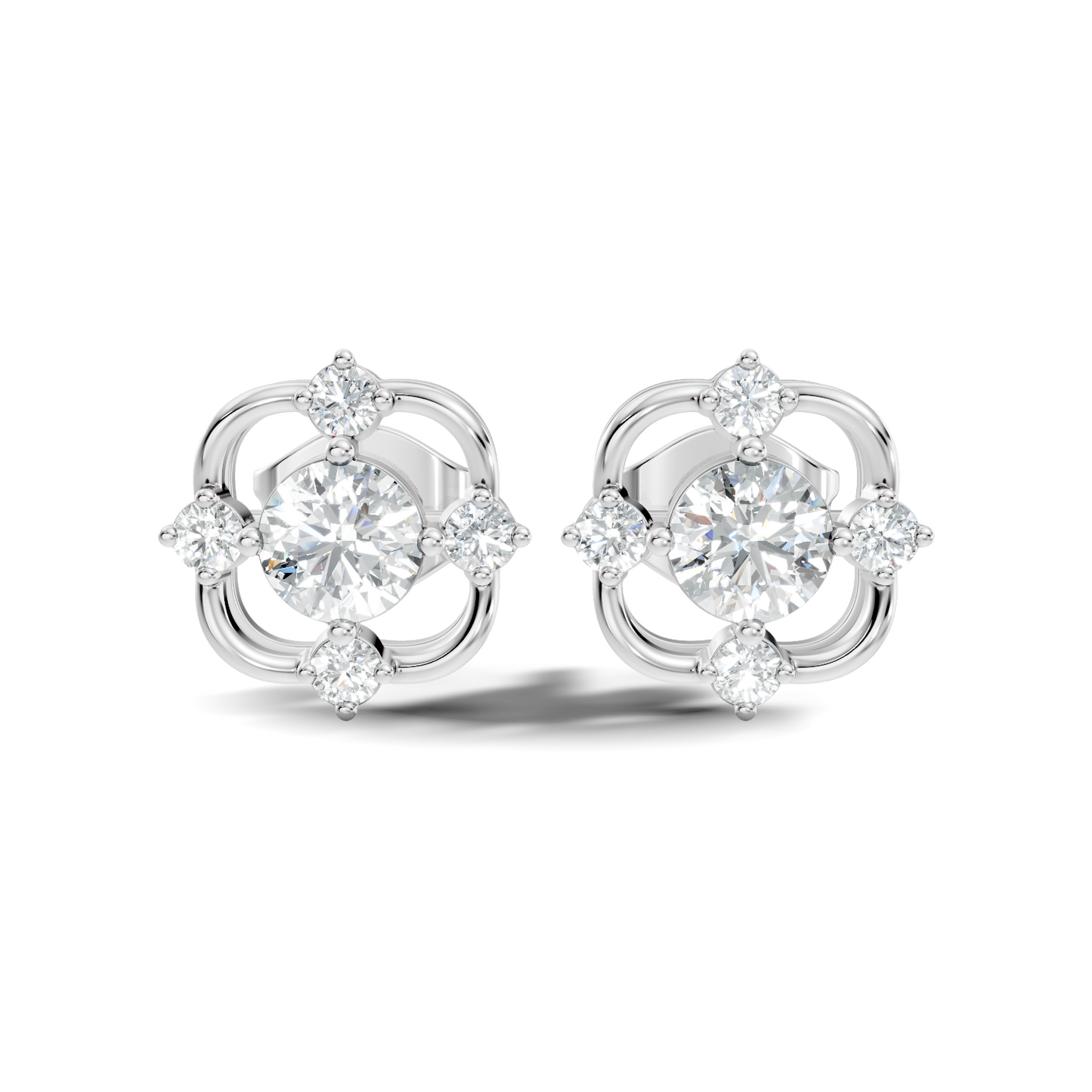 Round Shape Lab grown Diamond 14k Solid Gold Studs Shinning Earrings For Weeding Wear - HIGHCARAT DIAMONDS