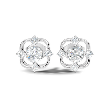 Round Shape Lab grown Diamond 14k Solid Gold Studs Shinning Earrings For Weeding Wear - HIGHCARAT DIAMONDS