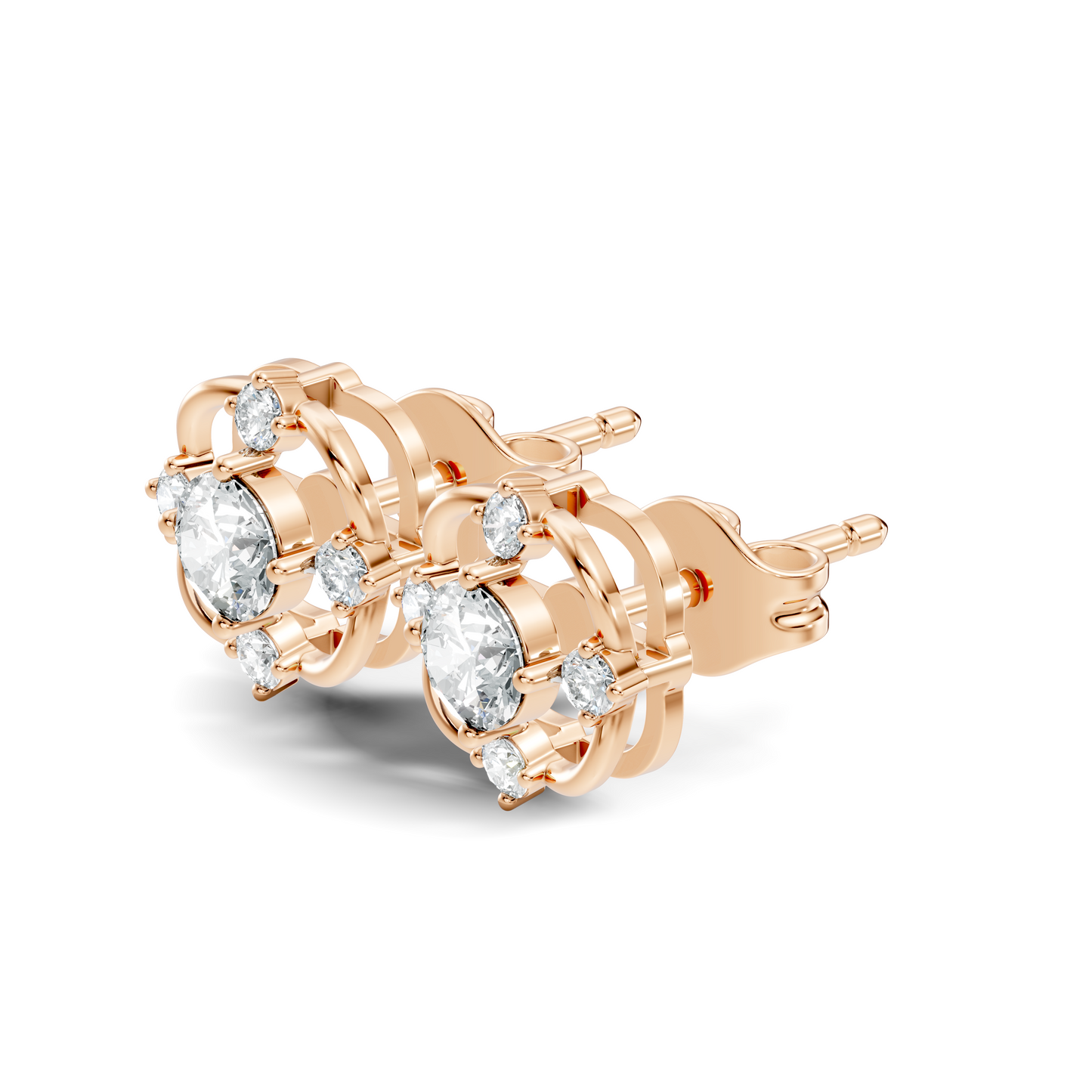 Round Shape Lab grown Diamond 14k Solid Gold Studs Shinning Earrings For Weeding Wear - HIGHCARAT DIAMONDS