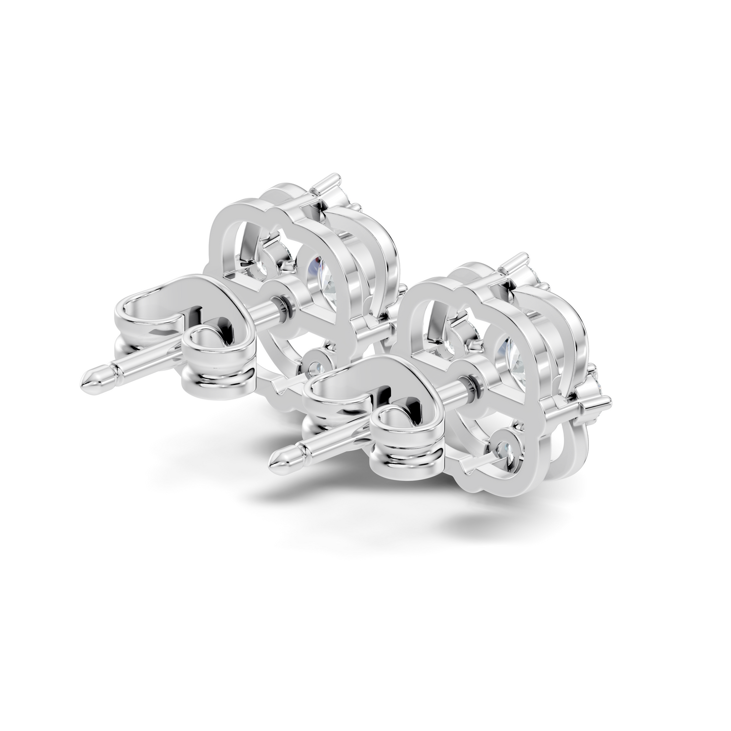 Round Shape Lab grown Diamond 14k Solid Gold Studs Shinning Earrings For Weeding Wear - HIGHCARAT DIAMONDS