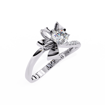 Round Cut Top Grade Lab Grown Diamond 18k Solid White Gold Art Deco Stunning Promise Ring Gift For Her - HIGHCARAT DIAMONDS