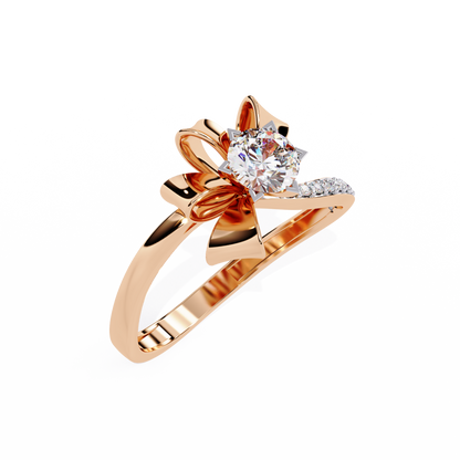 High jewelry floral diamond ring with twisted petal detailing