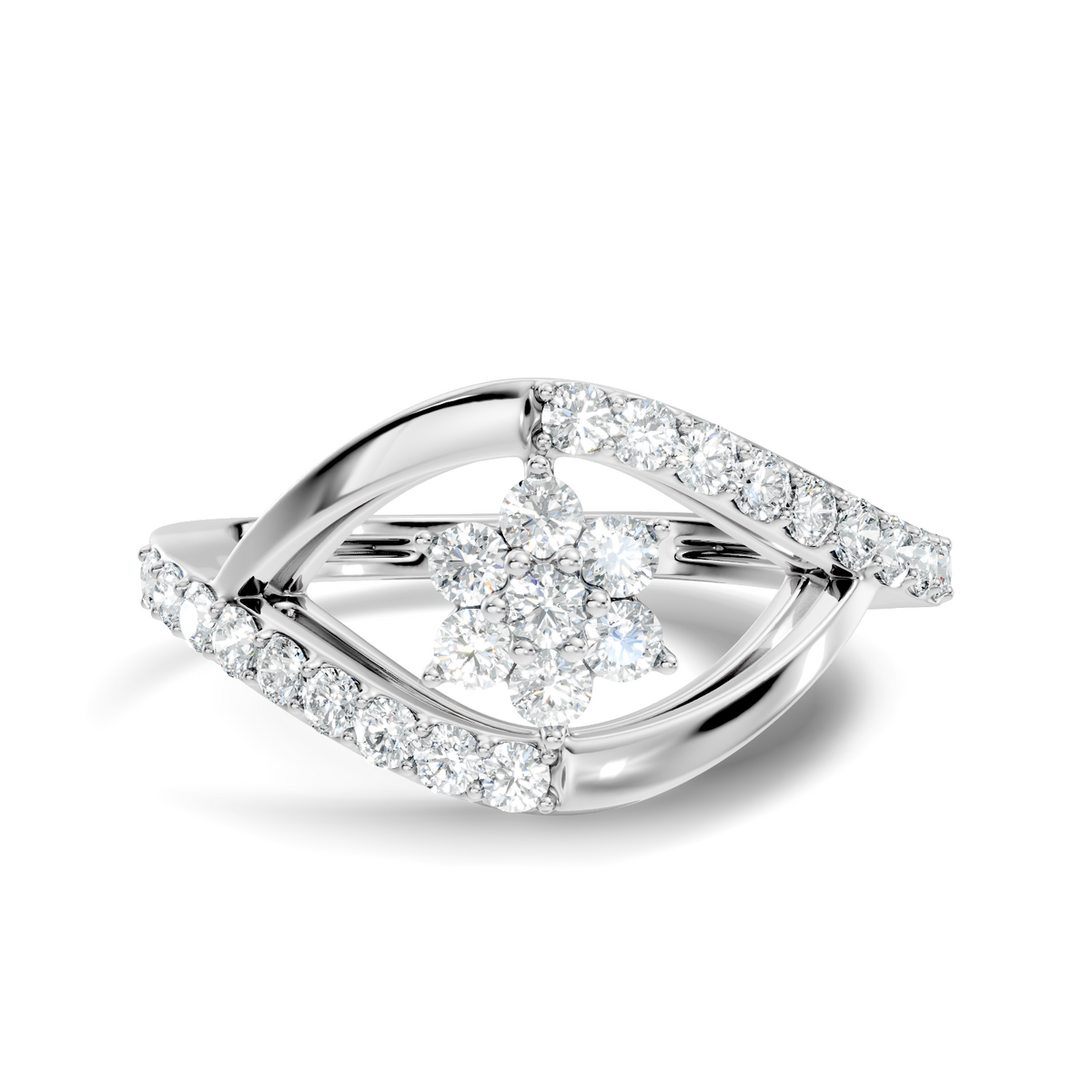 Round Cut Top-Grade Diamond Unique Flower Shape Dainty Prong Set Engagement Ring For Women's - HIGHCARAT DIAMONDS