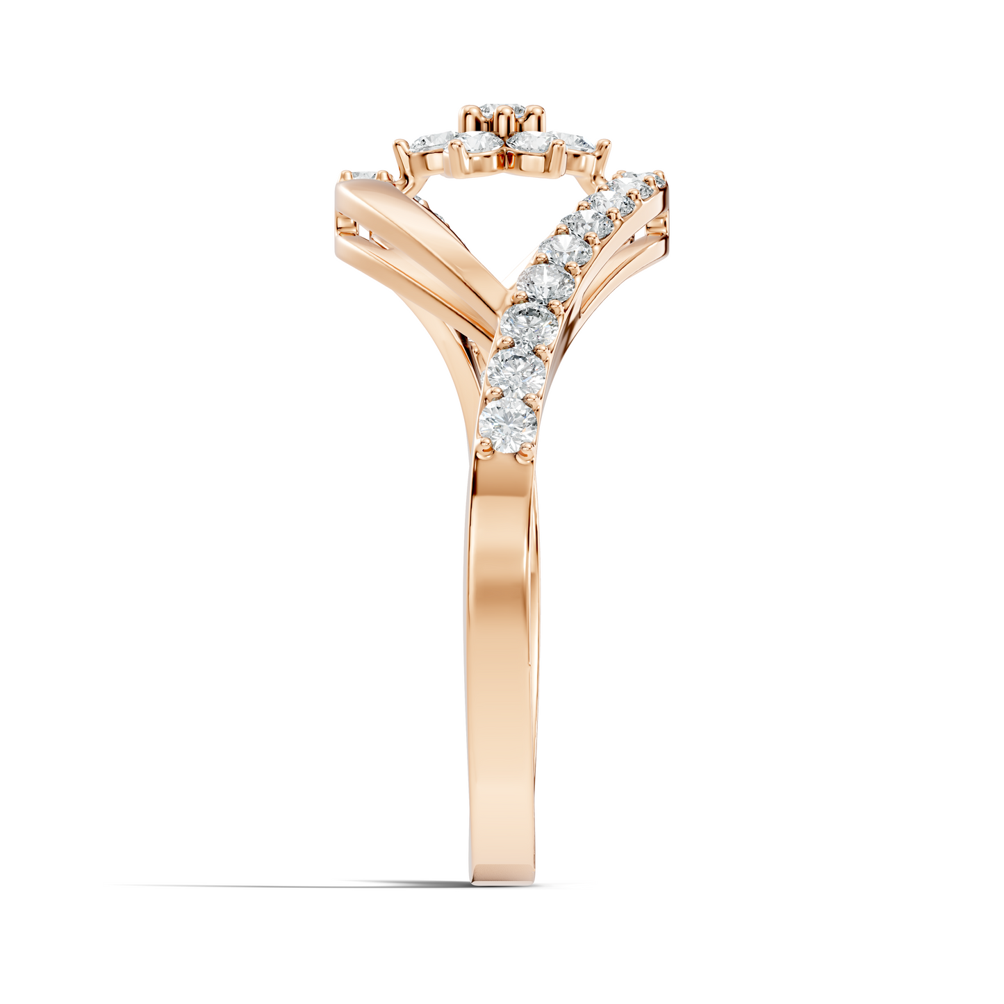 Round Cut Top-Grade Diamond Unique Flower Shape Dainty Prong Set Engagement Ring For Women's - HIGHCARAT DIAMONDS