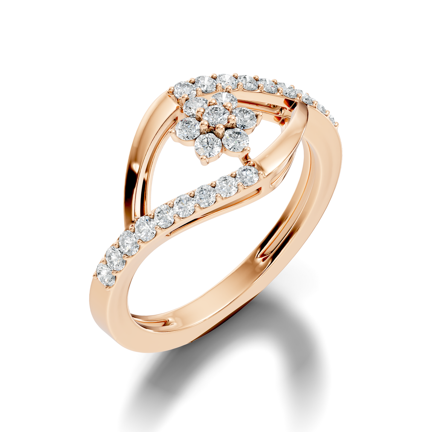 Round Cut Top-Grade Diamond Unique Flower Shape Dainty Prong Set Engagement Ring For Women's - HIGHCARAT DIAMONDS