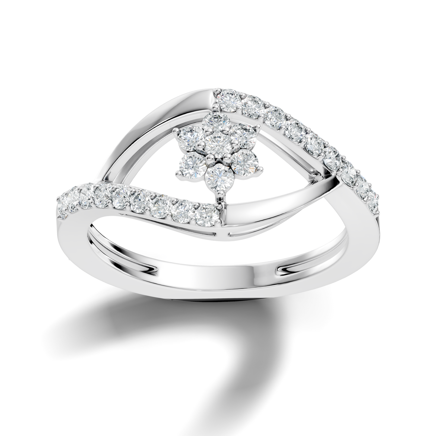 Round Cut Top-Grade Diamond Unique Flower Shape Dainty Prong Set Engagement Ring For Women's - HIGHCARAT DIAMONDS