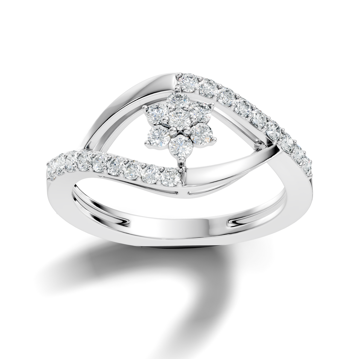 Round Cut Top-Grade Diamond Unique Flower Shape Dainty Prong Set Engagement Ring For Women's - HIGHCARAT DIAMONDS