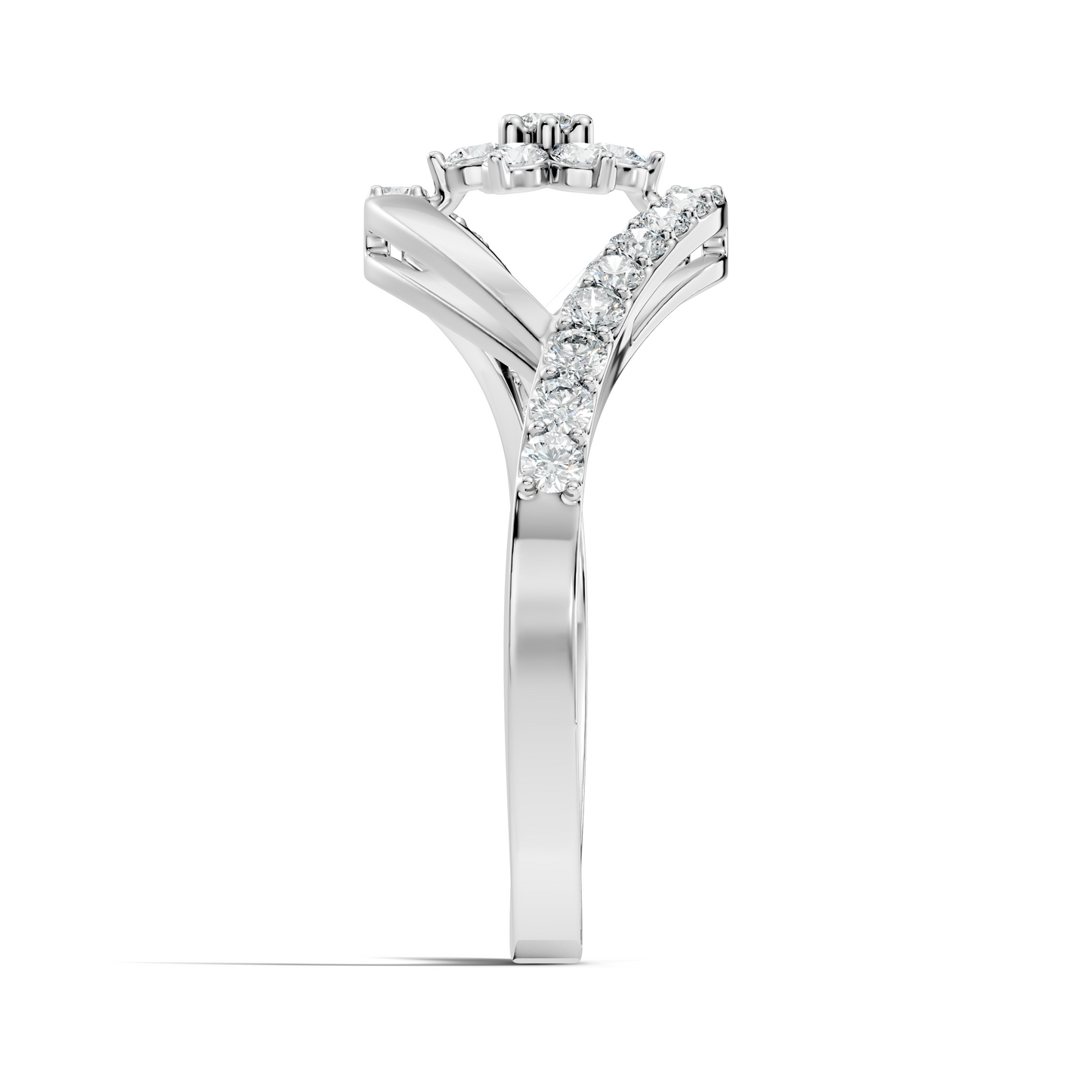 Round Cut Top-Grade Diamond Unique Flower Shape Dainty Prong Set Engagement Ring For Women's - HIGHCARAT DIAMONDS