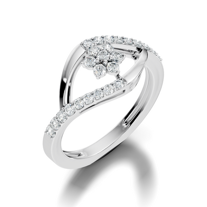 Round Cut Top-Grade Diamond Unique Flower Shape Dainty Prong Set Engagement Ring For Women's - HIGHCARAT DIAMONDS