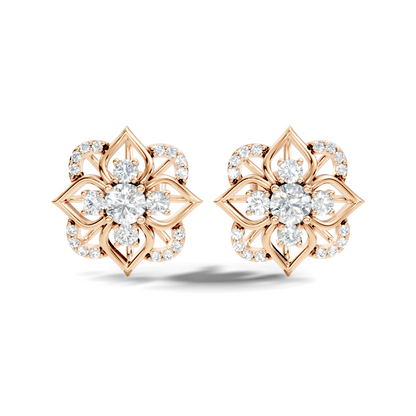 Round Shape Labgrown Diamond Stud Earring For Her In 14K Solid Rose Gold - HIGHCARAT DIAMONDS