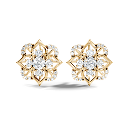 Round Shape Labgrown Diamond Stud Earring For Her In 14K Solid Rose Gold - HIGHCARAT DIAMONDS
