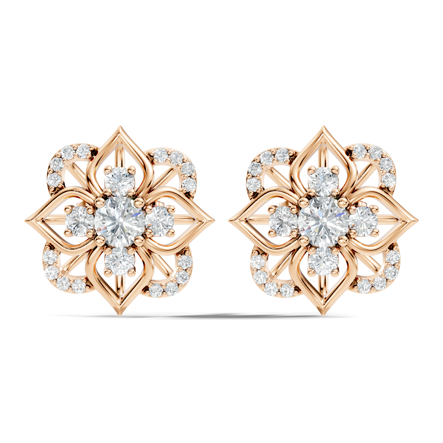 Round Shape Labgrown Diamond Stud Earring For Her In 14K Solid Rose Gold - HIGHCARAT DIAMONDS