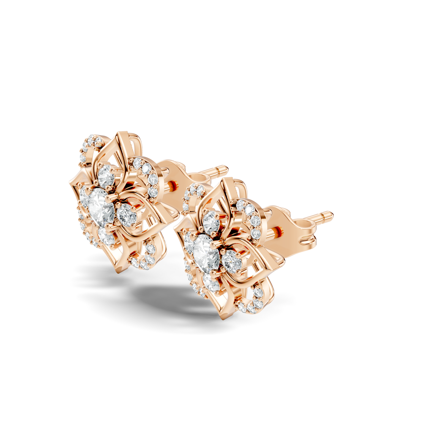 Round Shape Labgrown Diamond Stud Earring For Her In 14K Solid Rose Gold - HIGHCARAT DIAMONDS