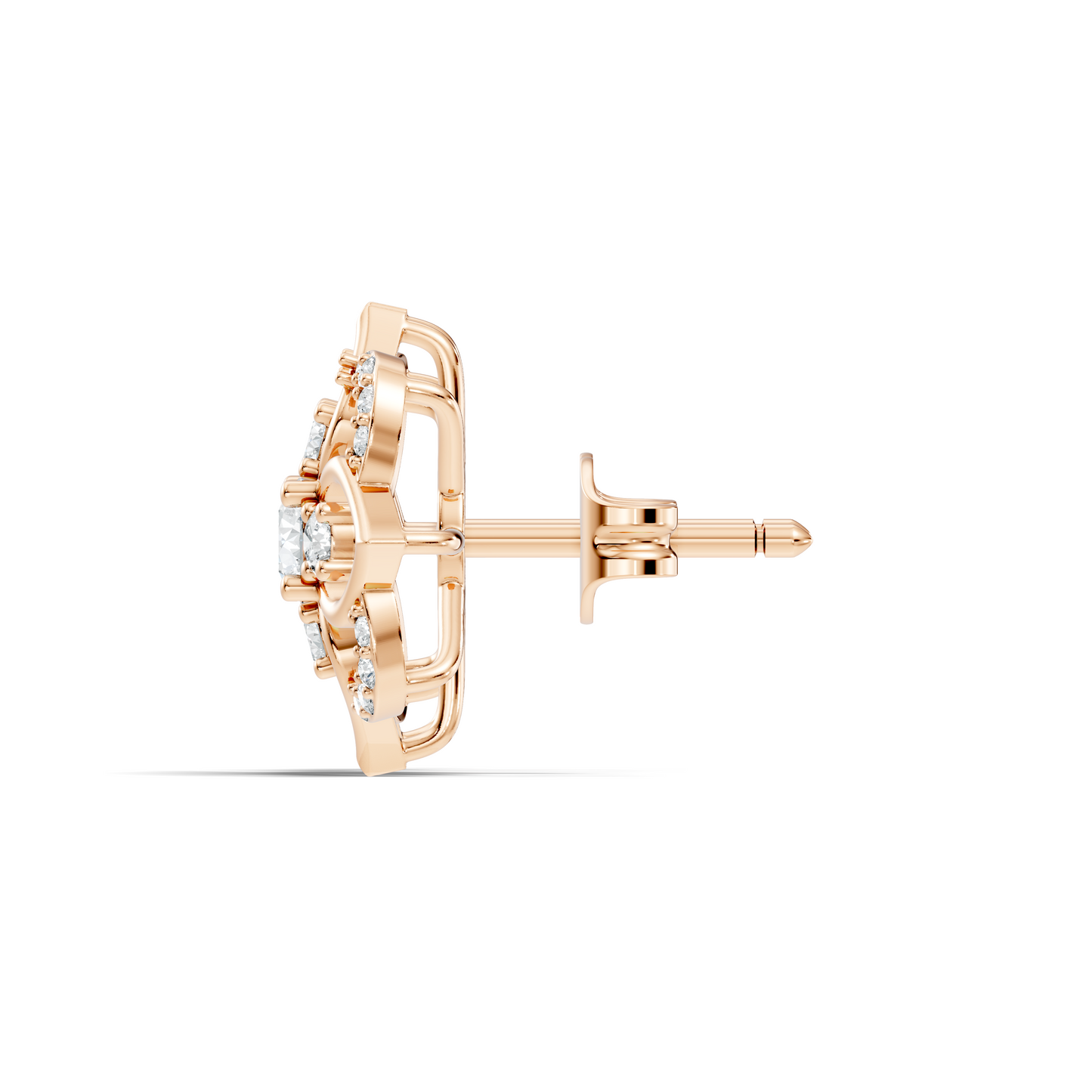 Round Shape Labgrown Diamond Stud Earring For Her In 14K Solid Rose Gold - HIGHCARAT DIAMONDS