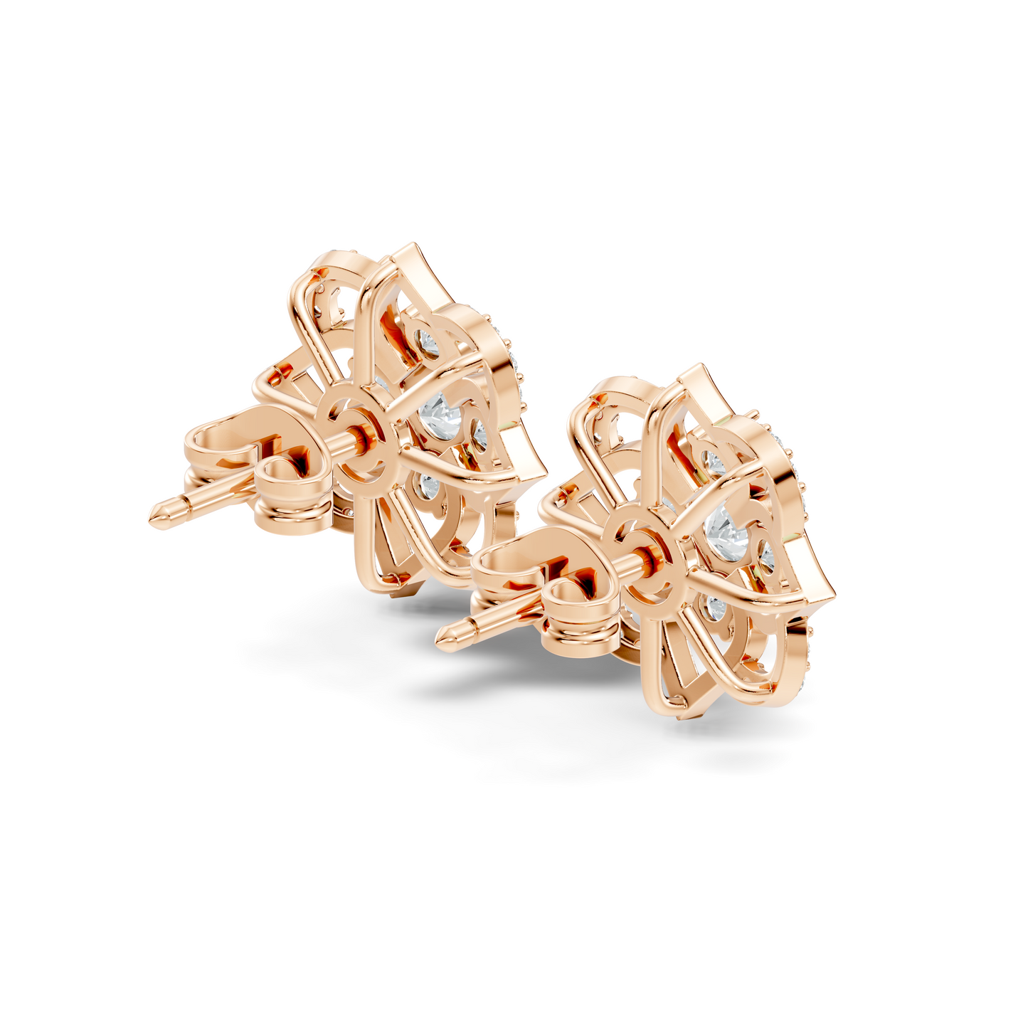 Round Shape Labgrown Diamond Stud Earring For Her In 14K Solid Rose Gold - HIGHCARAT DIAMONDS