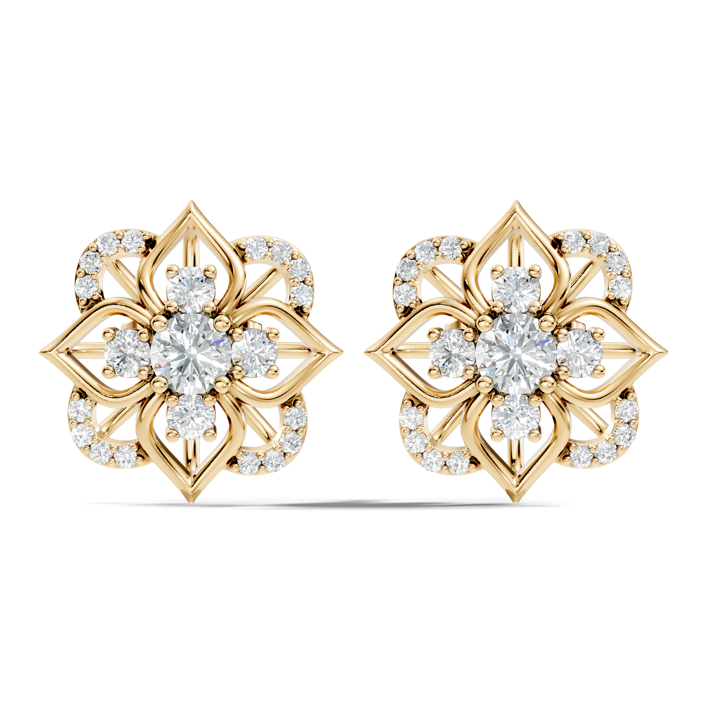 Round Shape Labgrown Diamond Stud Earring For Her In 14K Solid Rose Gold - HIGHCARAT DIAMONDS