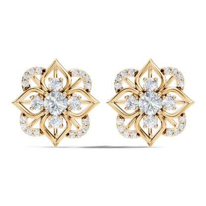 Round Shape Labgrown Diamond Stud Earring For Her In 14K Solid Rose Gold - HIGHCARAT DIAMONDS