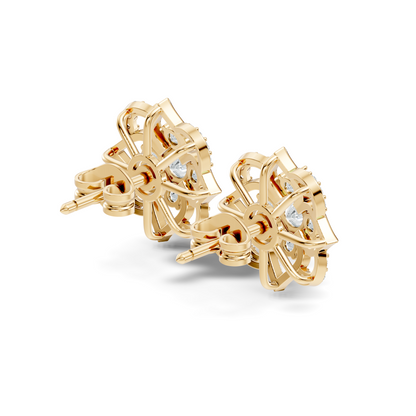 Round Shape Labgrown Diamond Stud Earring For Her In 14K Solid Rose Gold - HIGHCARAT DIAMONDS