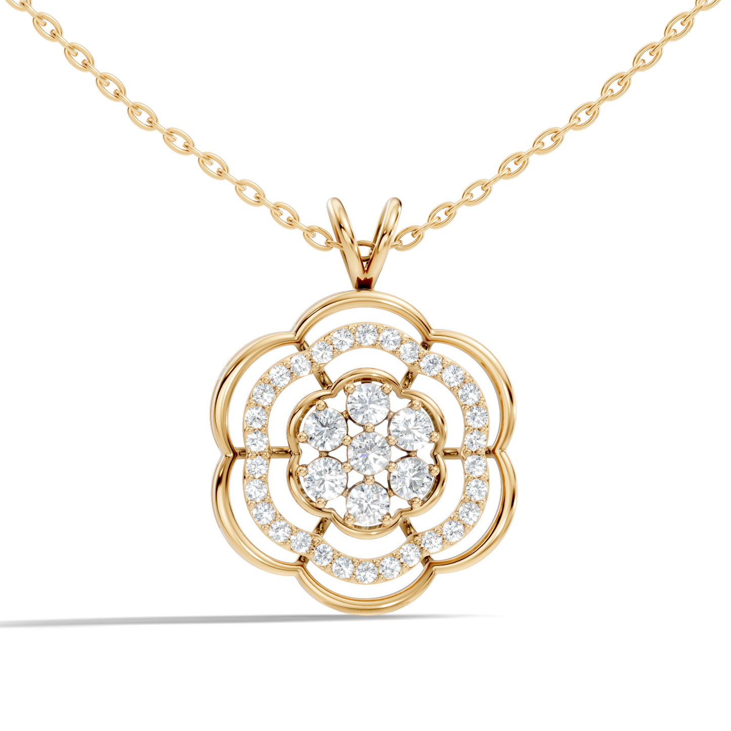Vintage Round Cut Diamond Pendant Natural & Lab-Grown Diamonds in 18K Gold - HIGHCARAT DIAMONDS