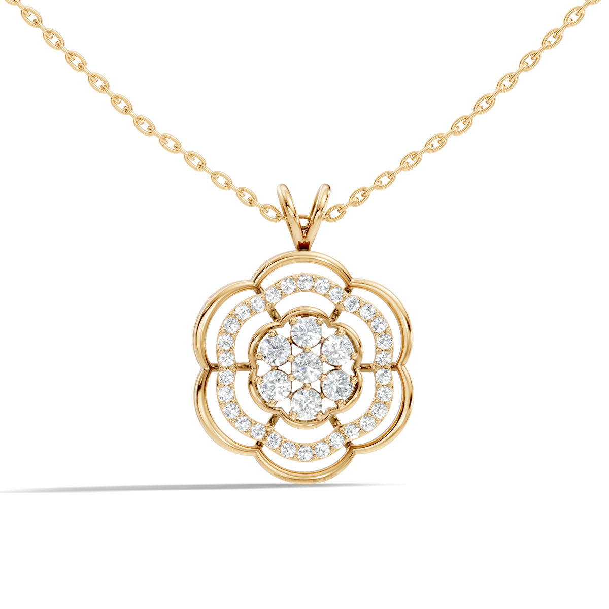 Vintage Round Cut Diamond Pendant Natural & Lab-Grown Diamonds in 18K Gold - HIGHCARAT DIAMONDS