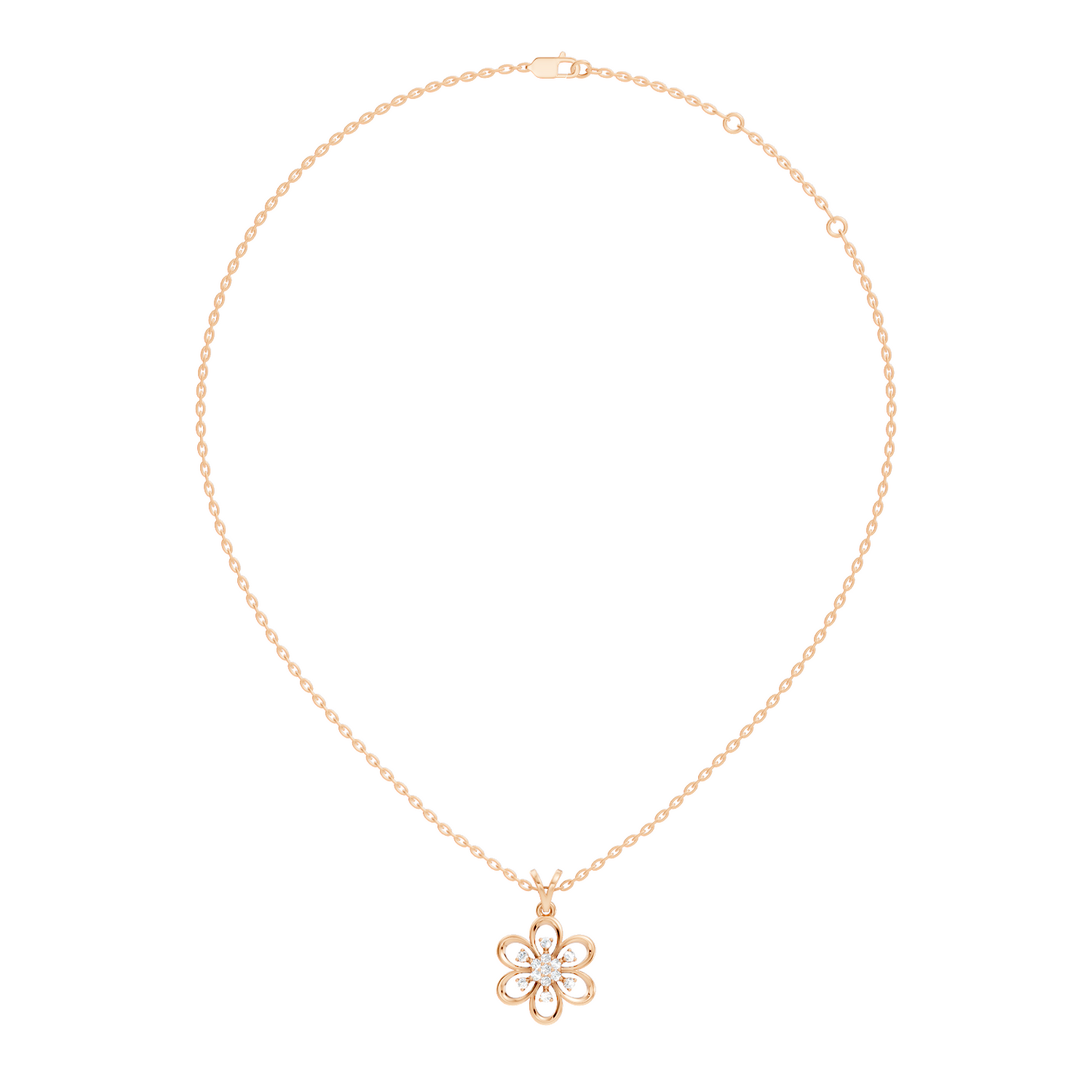 Women's Floral Inspired Round Diamond Pendant in 14K White Gold Minimalist Design - HIGHCARAT DIAMONDS
