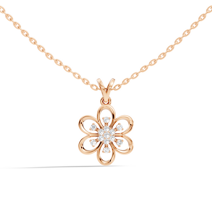 Women's Floral Inspired Round Diamond Pendant in 14K White Gold Minimalist Design - HIGHCARAT DIAMONDS