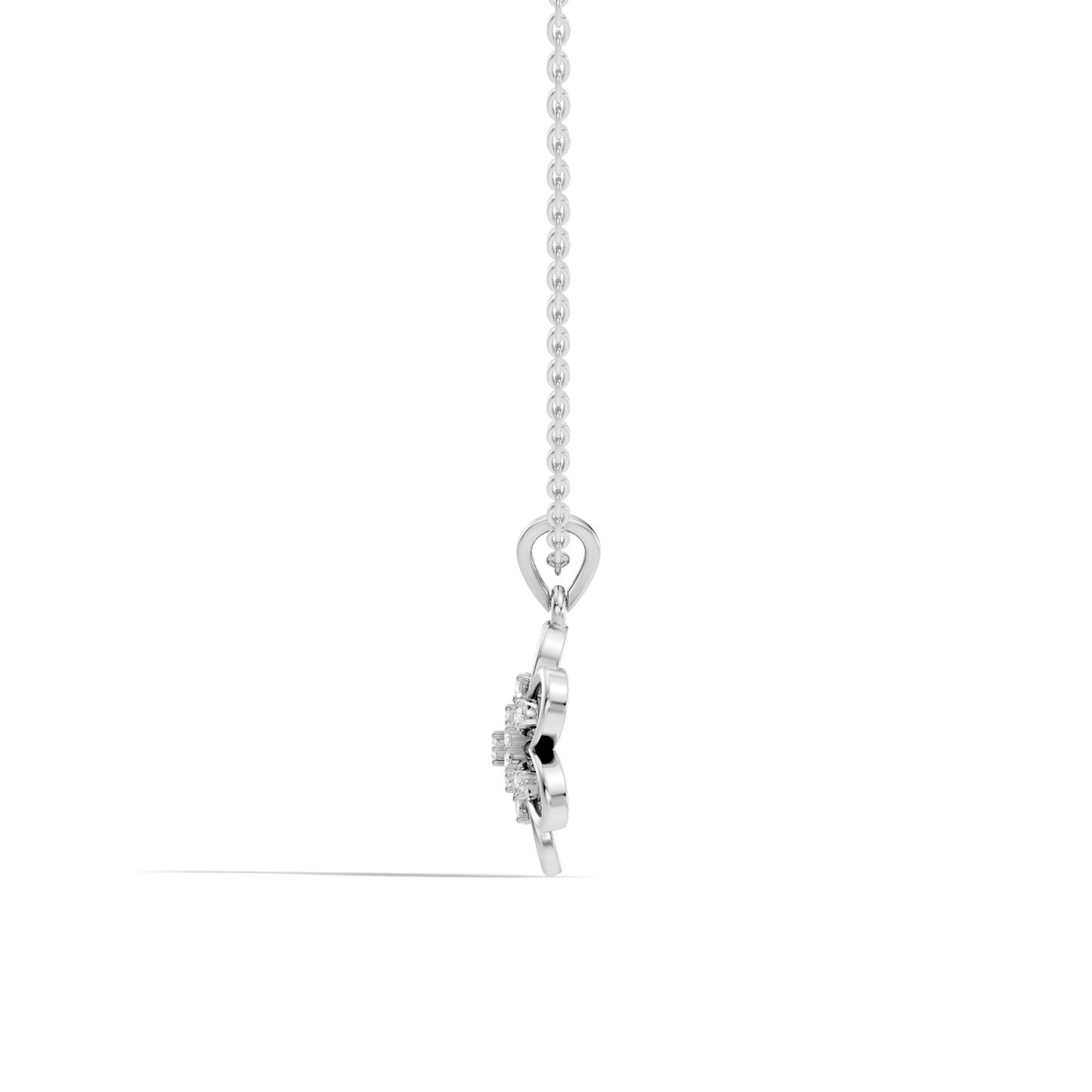 Women's Floral Inspired Round Diamond Pendant in 14K White Gold Minimalist Design - HIGHCARAT DIAMONDS