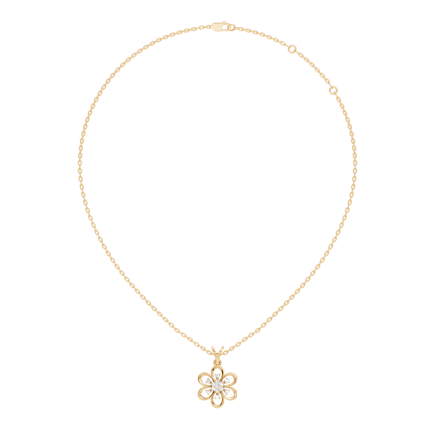 Women's Floral Inspired Round Diamond Pendant in 14K White Gold Minimalist Design - HIGHCARAT DIAMONDS