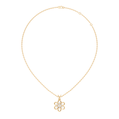 Women's Floral Inspired Round Diamond Pendant in 14K White Gold Minimalist Design - HIGHCARAT DIAMONDS