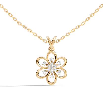Women's Floral Inspired Round Diamond Pendant in 14K White Gold Minimalist Design - HIGHCARAT DIAMONDS