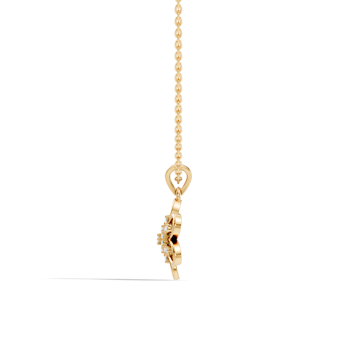 Women's Floral Inspired Round Diamond Pendant in 14K White Gold Minimalist Design - HIGHCARAT DIAMONDS