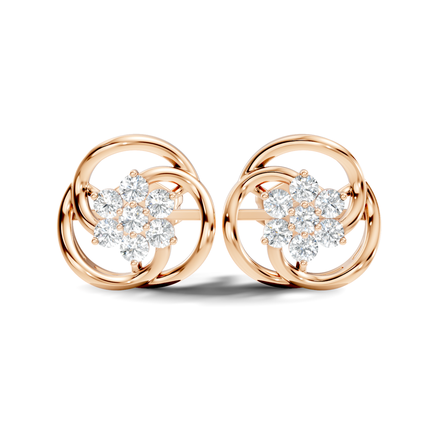 Round Shape Lab Gown & Natural Diamond Affordable Stunning Sparkling Diamond Earrings For Anniversary Gift - HIGHCARAT DIAMONDS