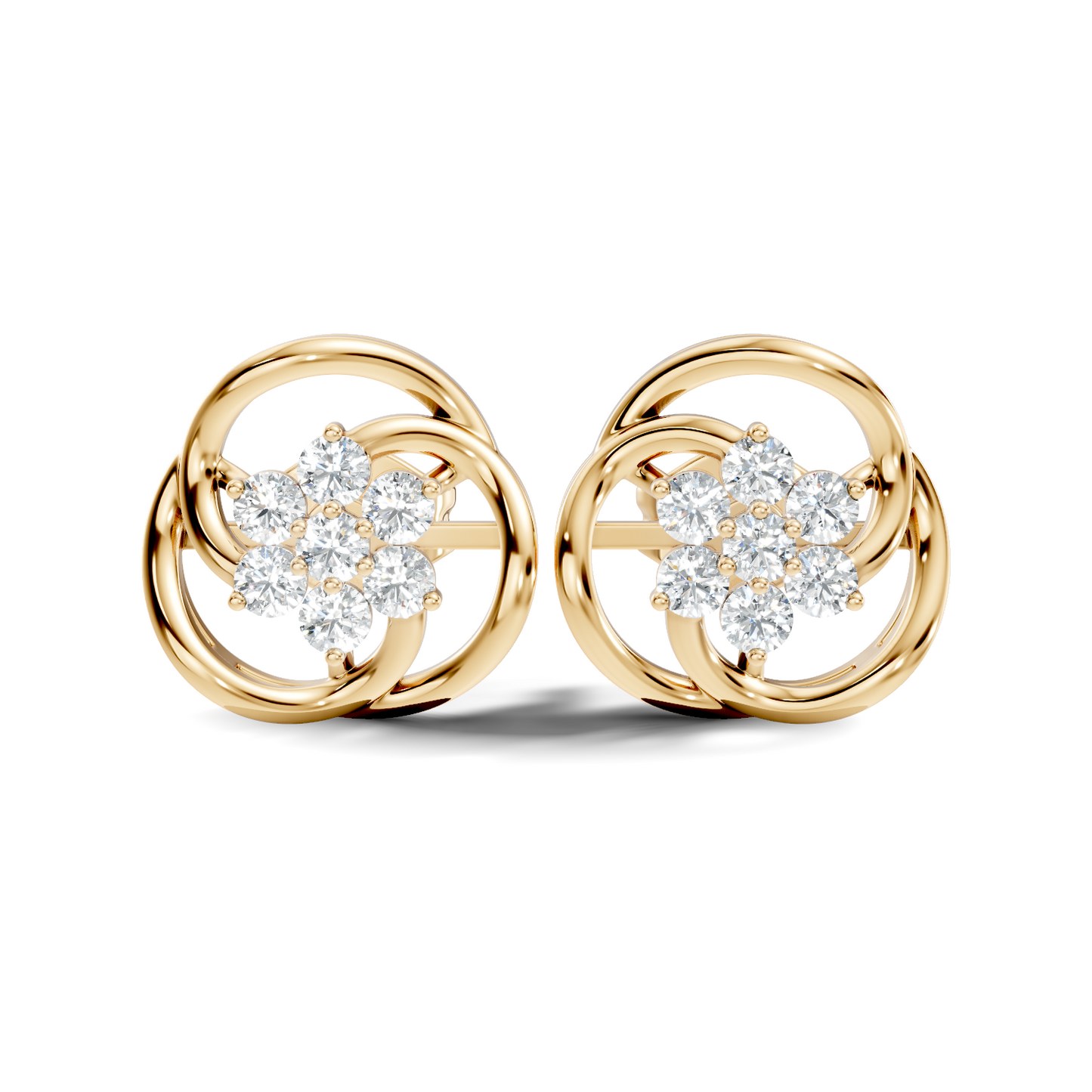 Round Shape Lab Gown & Natural Diamond Affordable Stunning Sparkling Diamond Earrings For Anniversary Gift - HIGHCARAT DIAMONDS