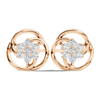 Round Shape Lab Gown & Natural Diamond Affordable Stunning Sparkling Diamond Earrings For Anniversary Gift - HIGHCARAT DIAMONDS