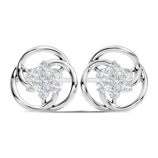 Round Shape Lab Gown & Natural Diamond Affordable Stunning Sparkling Diamond Earrings For Anniversary Gift - HIGHCARAT DIAMONDS
