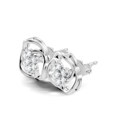 Round Shape Lab Gown & Natural Diamond Affordable Stunning Sparkling Diamond Earrings For Anniversary Gift - HIGHCARAT DIAMONDS
