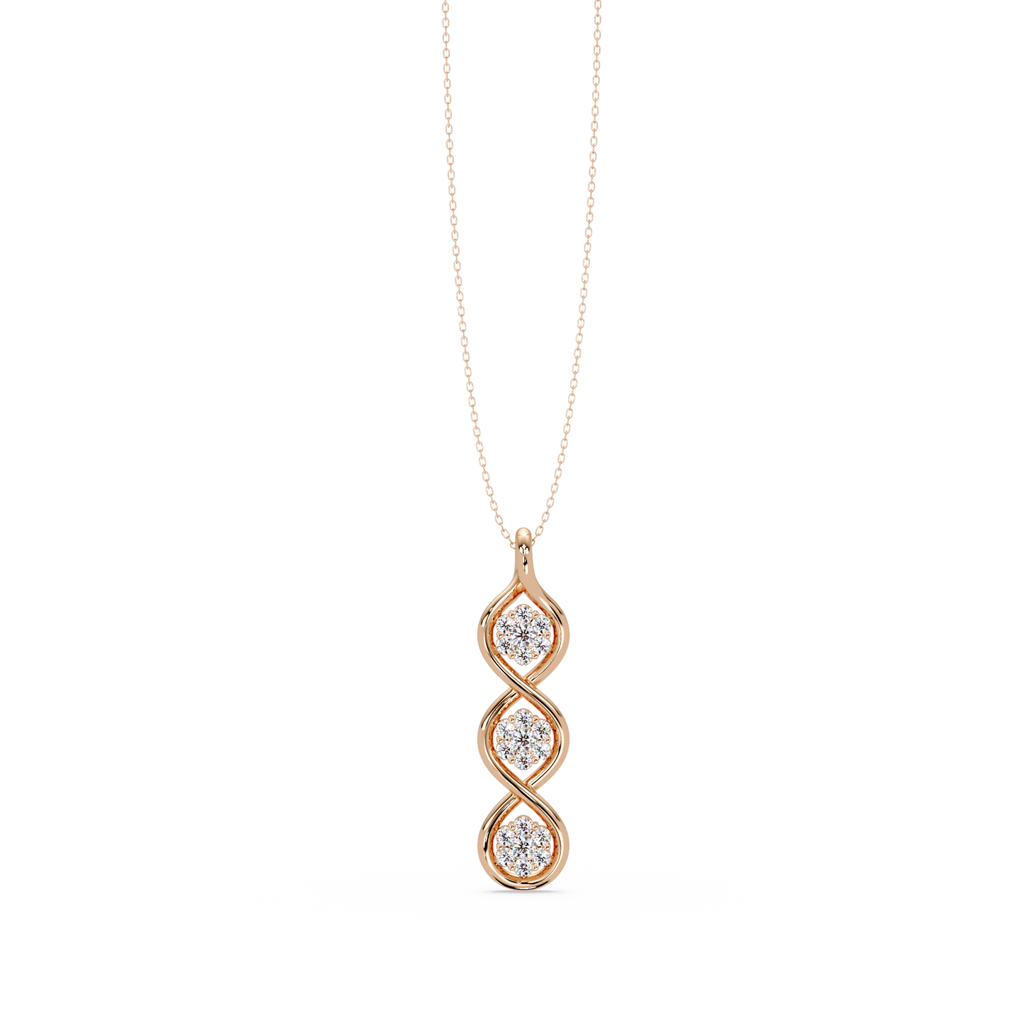 Round Cut Lab Grown Diamond Floral Prong Set Rose Gold Pendant - HIGHCARAT DIAMONDS
