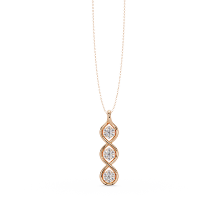 Round Cut Lab Grown Diamond Floral Prong Set Rose Gold Pendant - HIGHCARAT DIAMONDS