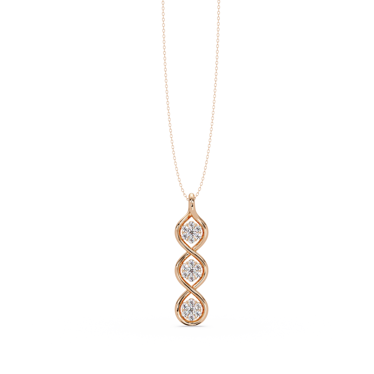 Round Cut Lab Grown Diamond Floral Prong Set Rose Gold Pendant - HIGHCARAT DIAMONDS
