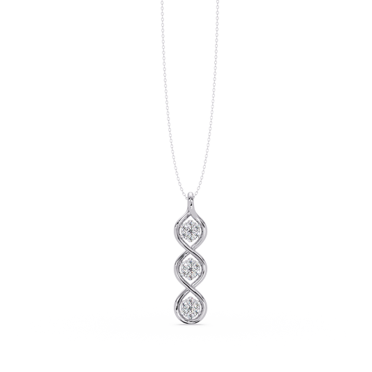 Round Cut Lab Grown Diamond Floral Prong Set Rose Gold Pendant - HIGHCARAT DIAMONDS