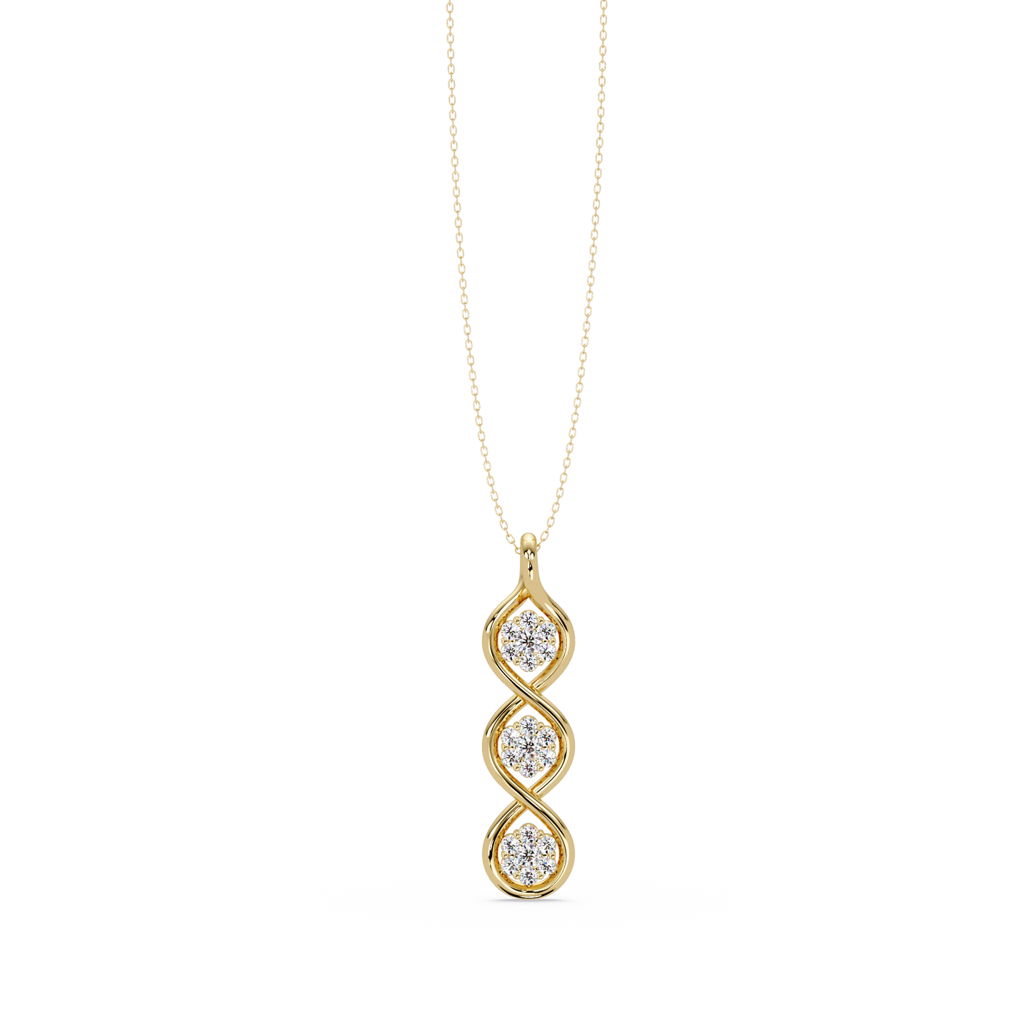 Round Cut Lab Grown Diamond Floral Prong Set Rose Gold Pendant - HIGHCARAT DIAMONDS