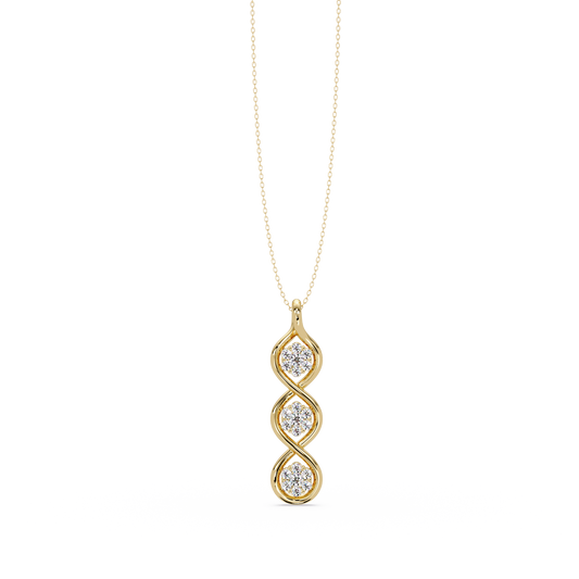 Round Cut Lab Grown Diamond Floral Prong Set Rose Gold Pendant - HIGHCARAT DIAMONDS