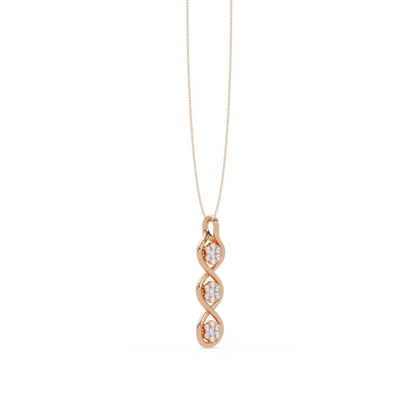 Round Cut Lab Grown Diamond Floral Prong Set Rose Gold Pendant - HIGHCARAT DIAMONDS