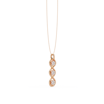 Round Cut Lab Grown Diamond Floral Prong Set Rose Gold Pendant - HIGHCARAT DIAMONDS